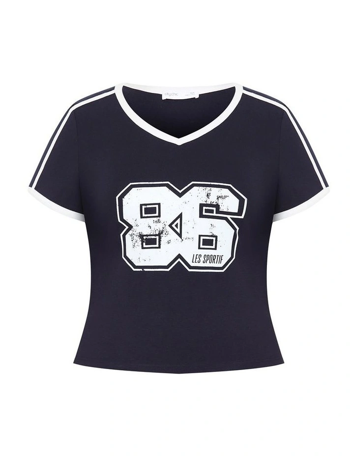 Micro Sport Print Tee in Navy image 2