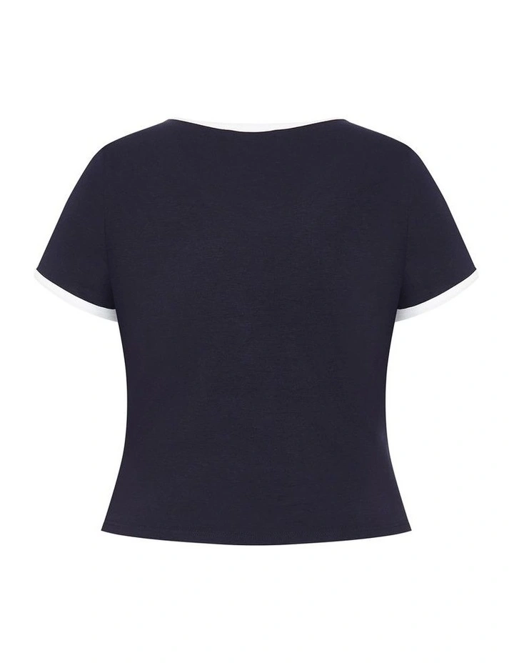 Micro Sport Print Tee in Navy image 3