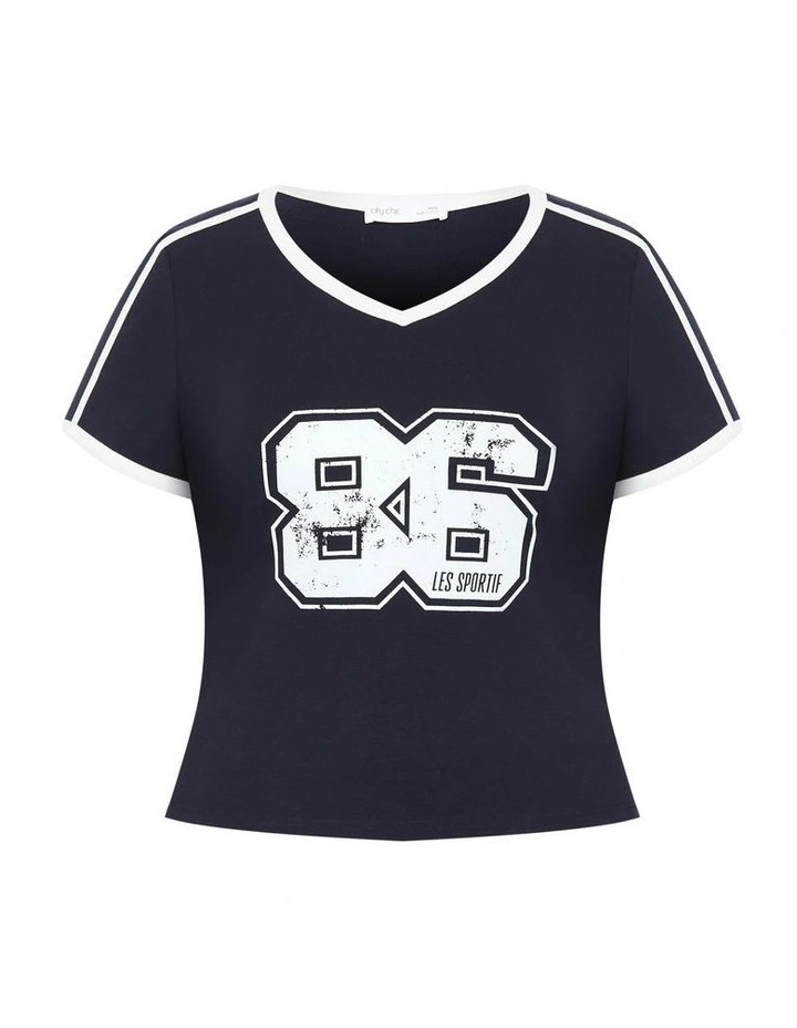 Micro Sport Print Tee in Navy image 4