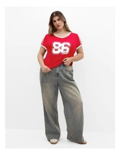 Micro Sport Print Tee in Red