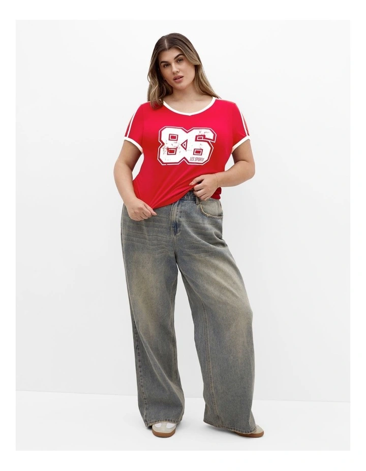 Micro Sport Print Tee in Red image 1