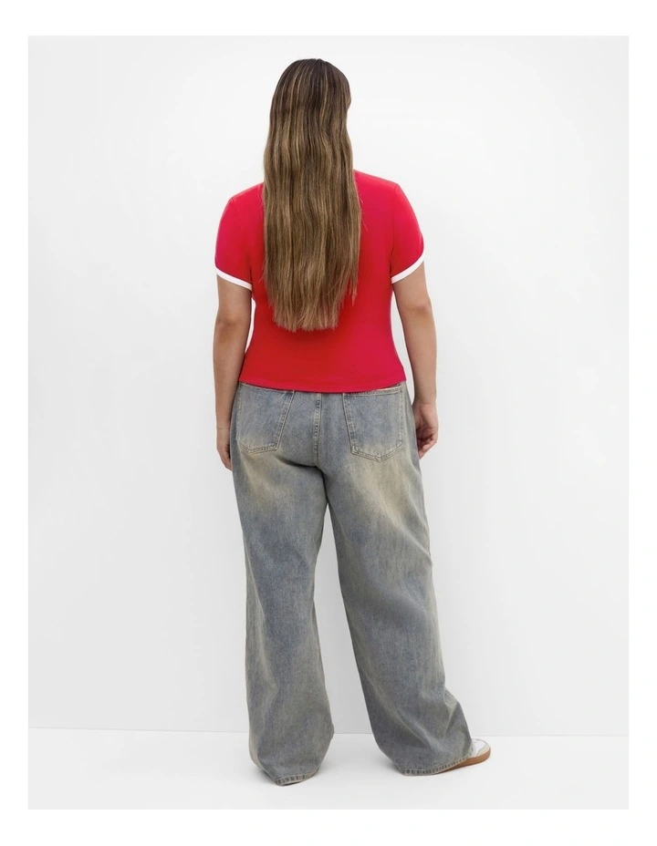 Micro Sport Print Tee in Red image 2