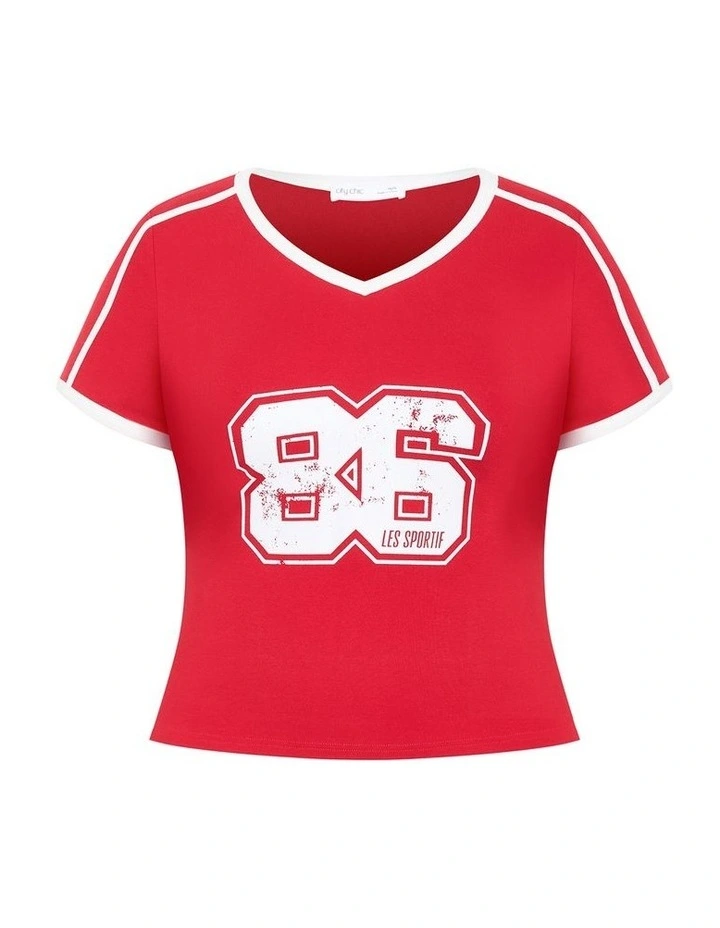 Micro Sport Print Tee in Red image 3