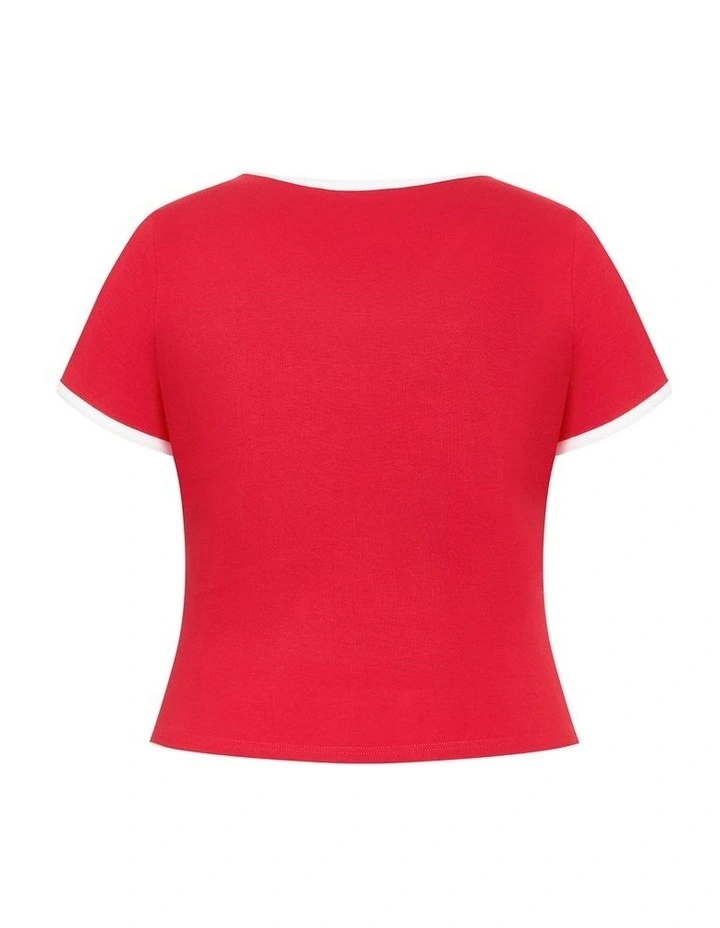 Micro Sport Print Tee in Red image 4
