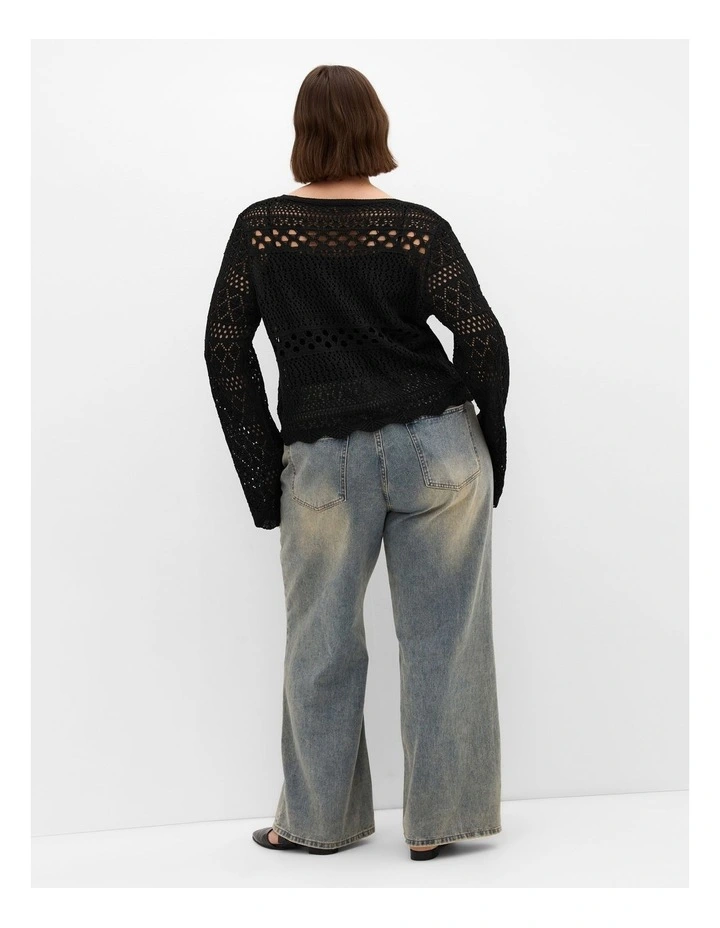 Crochet Love Top in Black image 2