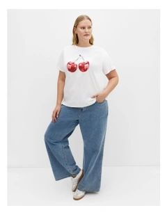 Bianca Cherry Cotton Tee in White