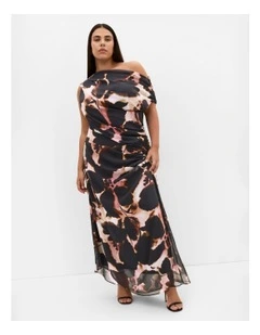 Vivid Print Maxi Dress in Black
