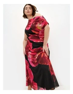Vivid Print Maxi Dress in Pink