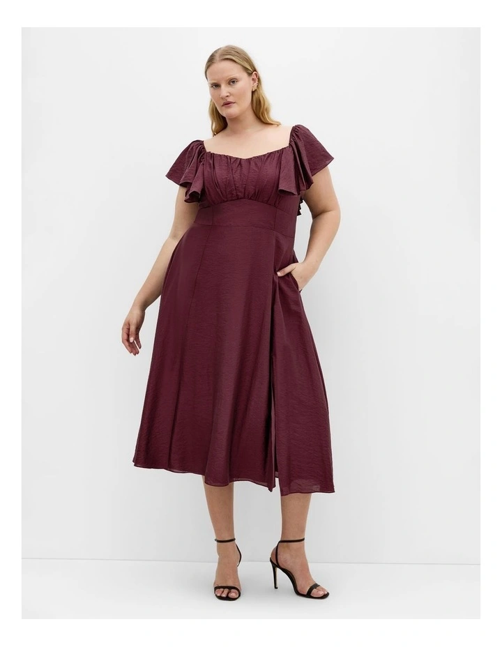 Alisia Tie-Back Midi Dress in Red image 1