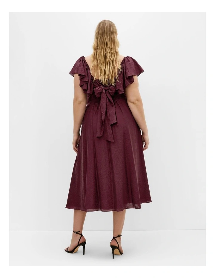 Alisia Tie-Back Midi Dress in Red image 2