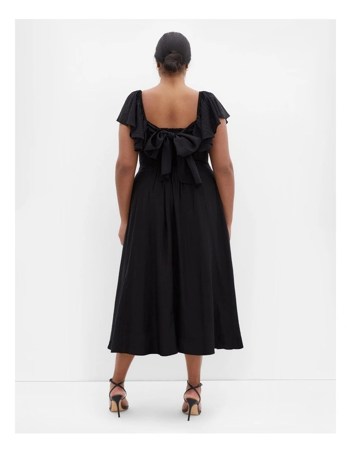 Alisia Tie-Back Midi Dress in Black image 2