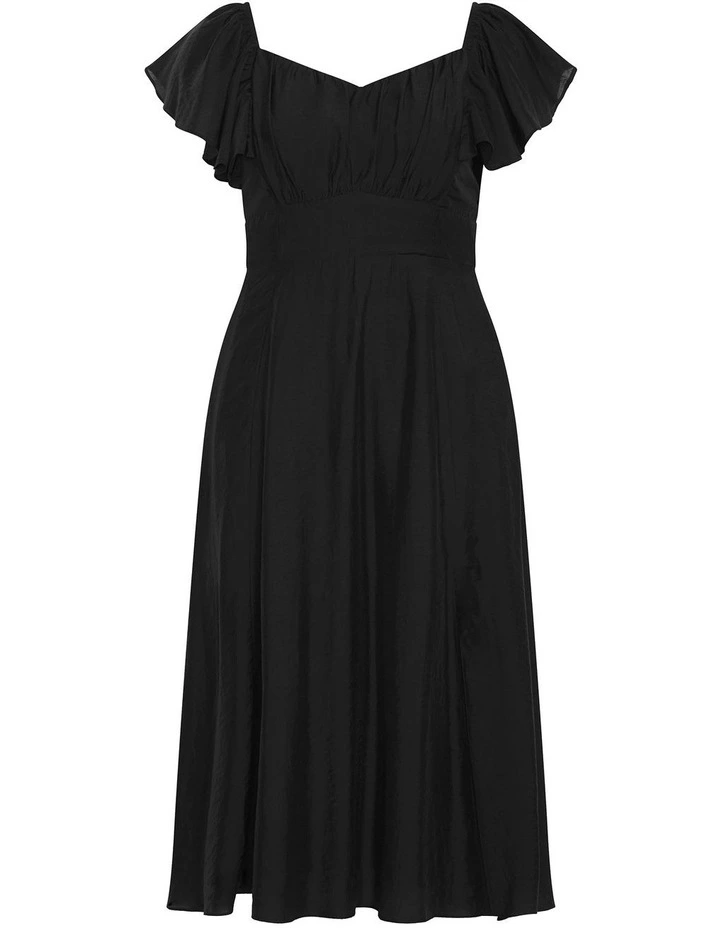 Alisia Tie-Back Midi Dress in Black image 3