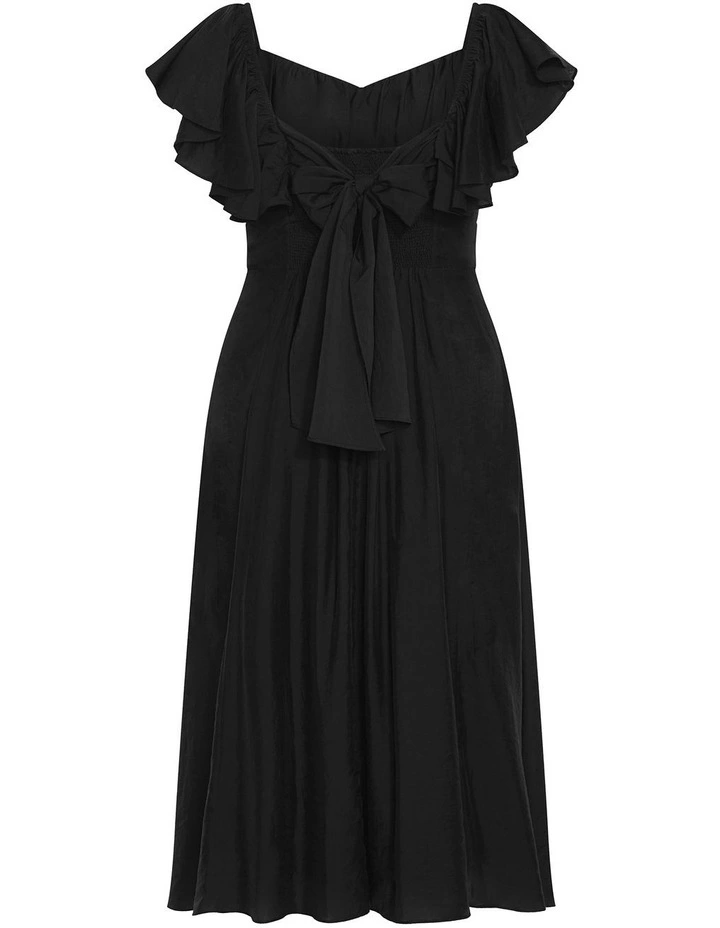 Alisia Tie-Back Midi Dress in Black image 4
