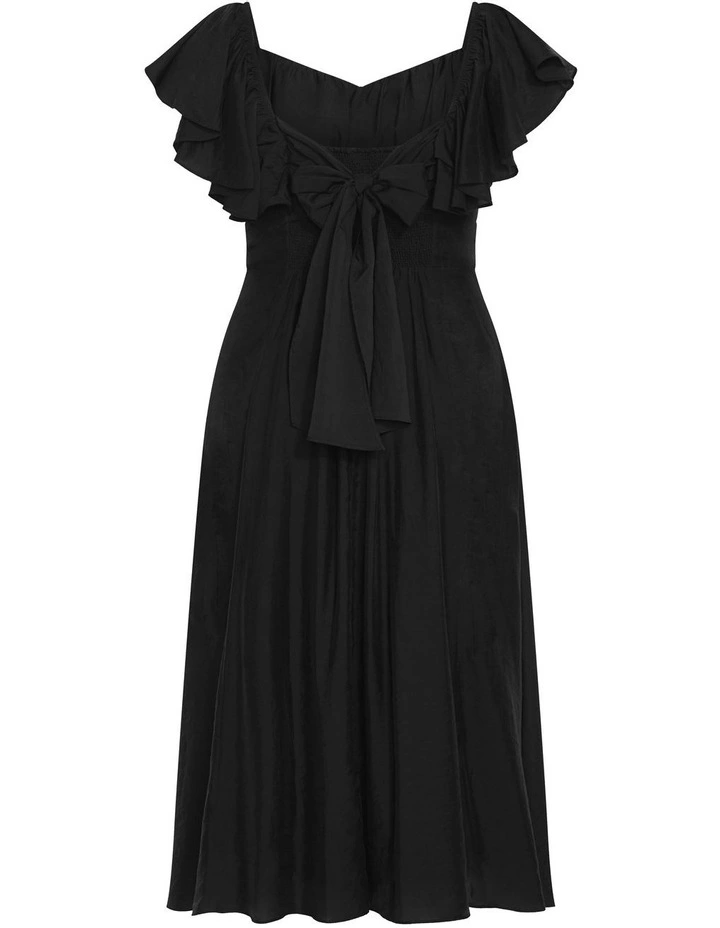 Alisia Tie-Back Midi Dress in Black image 6
