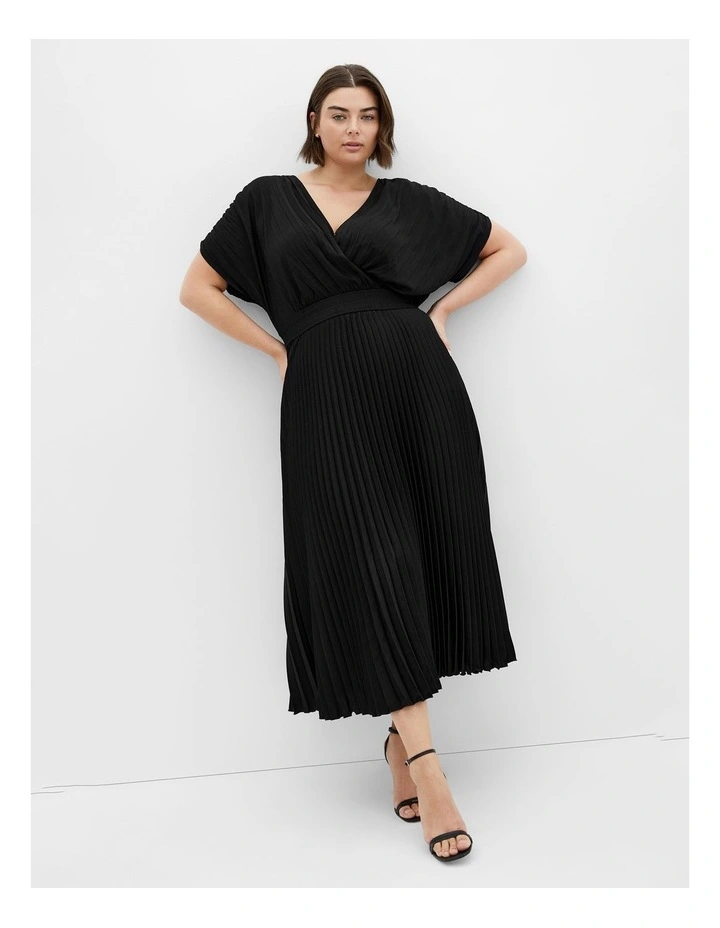Elia Pleat Dress in Black image 2