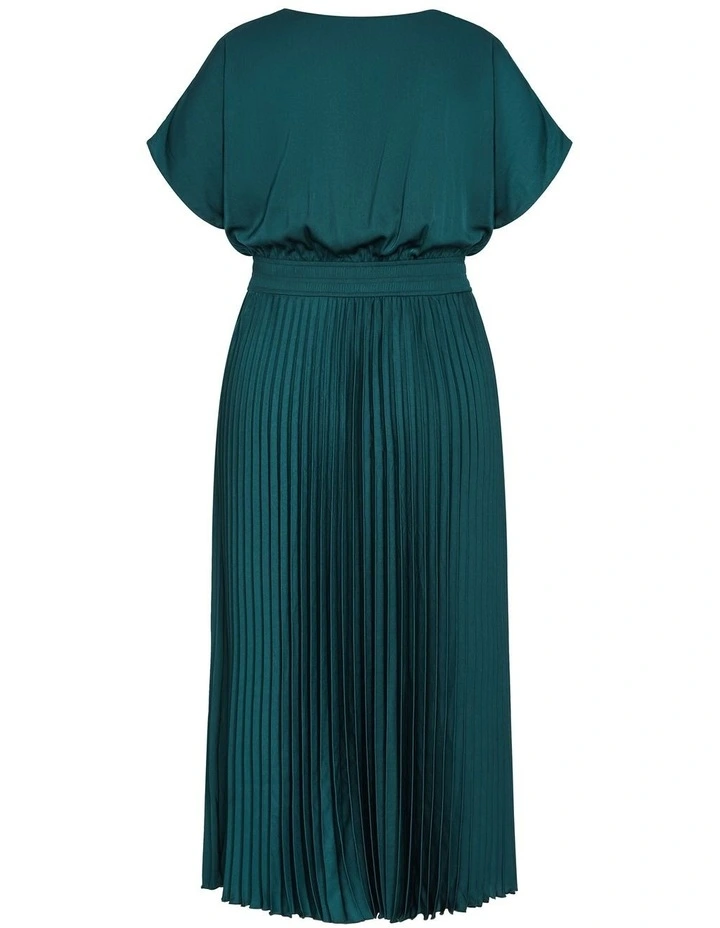 Elia Pleat Dress in Emerald image 6
