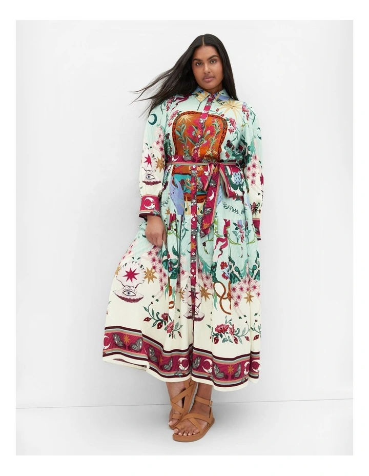 Ezra Print Maxi Dress in Mint image 1