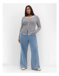 Casey Stripe Button Through Top in Multi