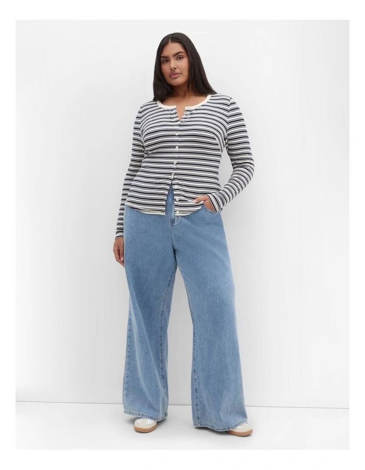 Casey Stripe Button Through Top in Multi image 1