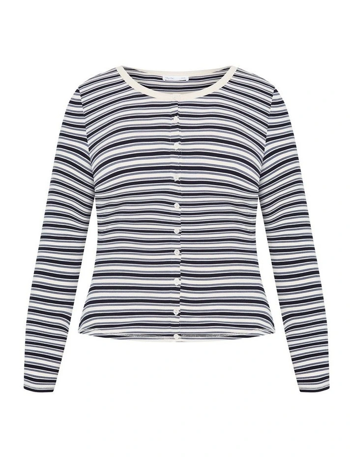 Casey Stripe Button Through Top in Multi image 3