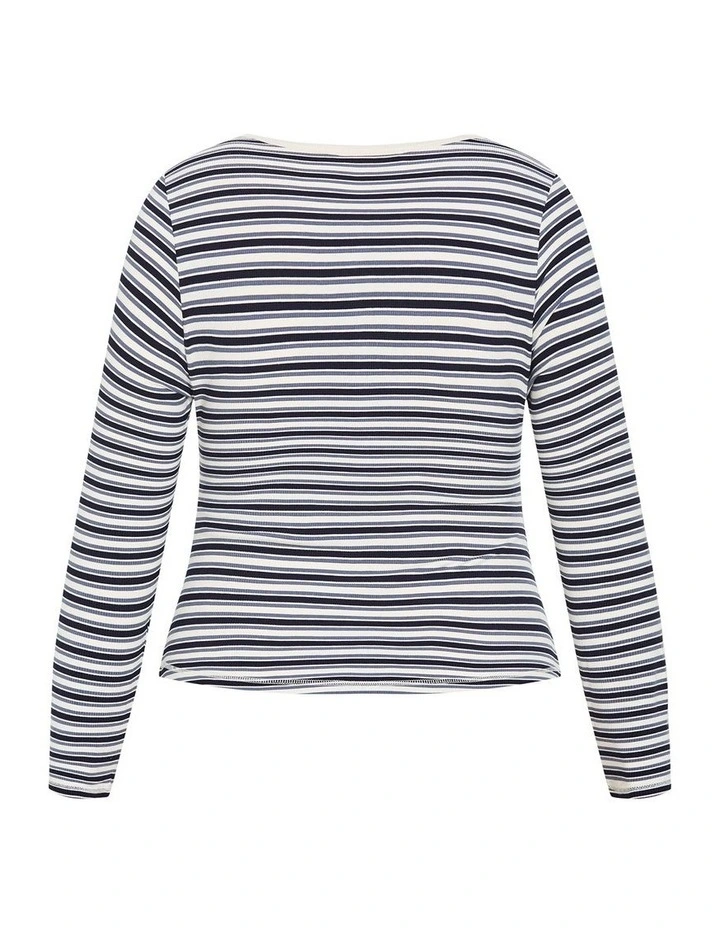 Casey Stripe Button Through Top in Multi image 4