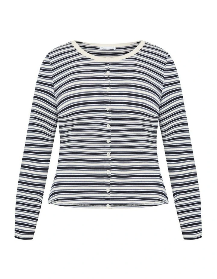 Casey Stripe Button Through Top in Multi image 5