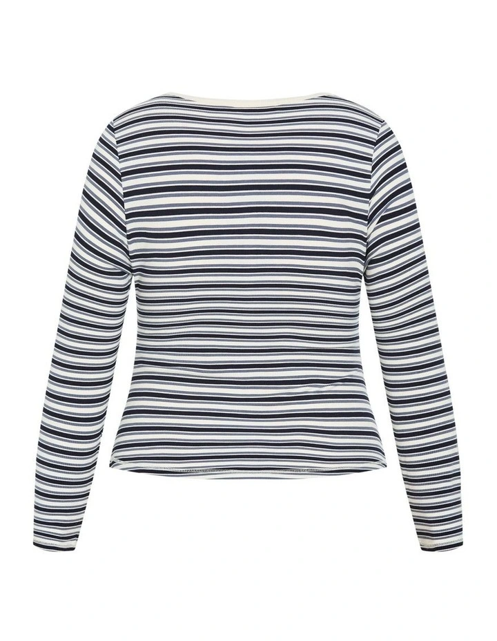 Casey Stripe Button Through Top in Multi image 6