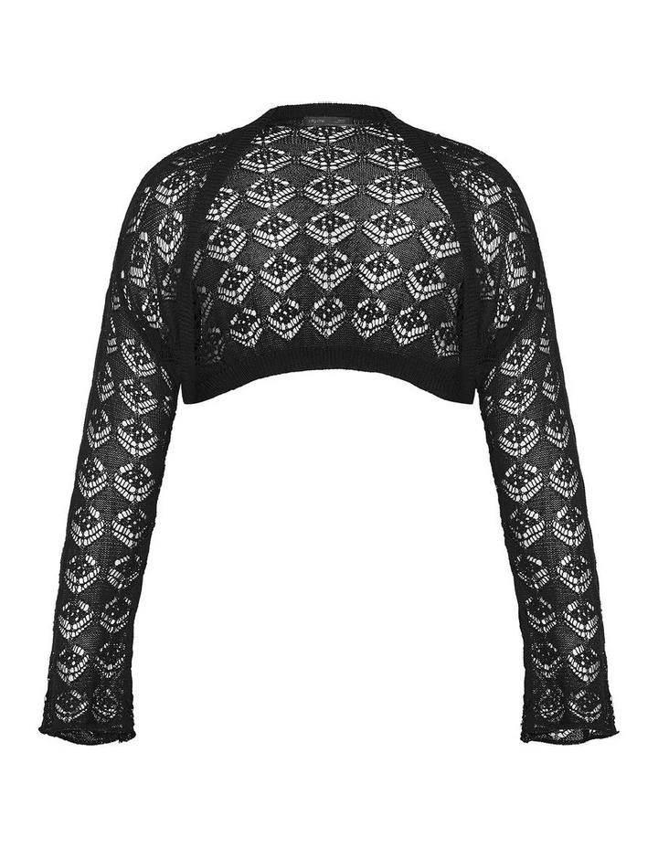 Crochet Shrug in Black image 3