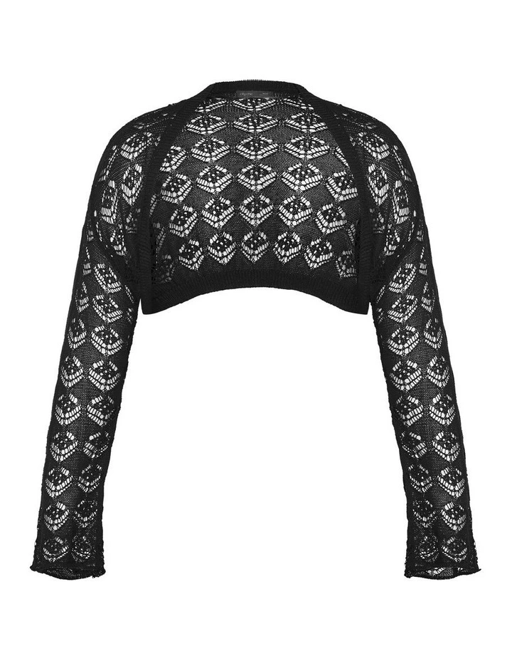 Crochet Shrug in Black image 5