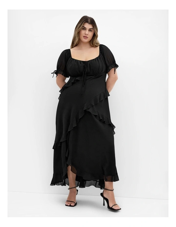 Shayla Ruffle Maxi Dress in Black image 1