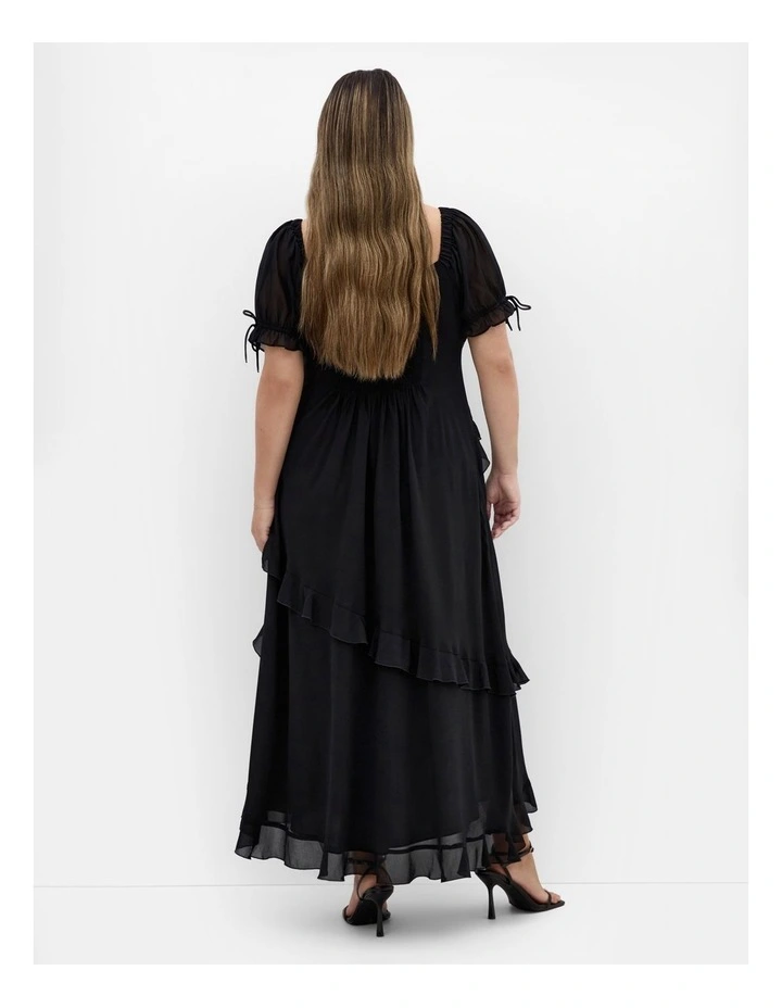 Shayla Ruffle Maxi Dress in Black image 2