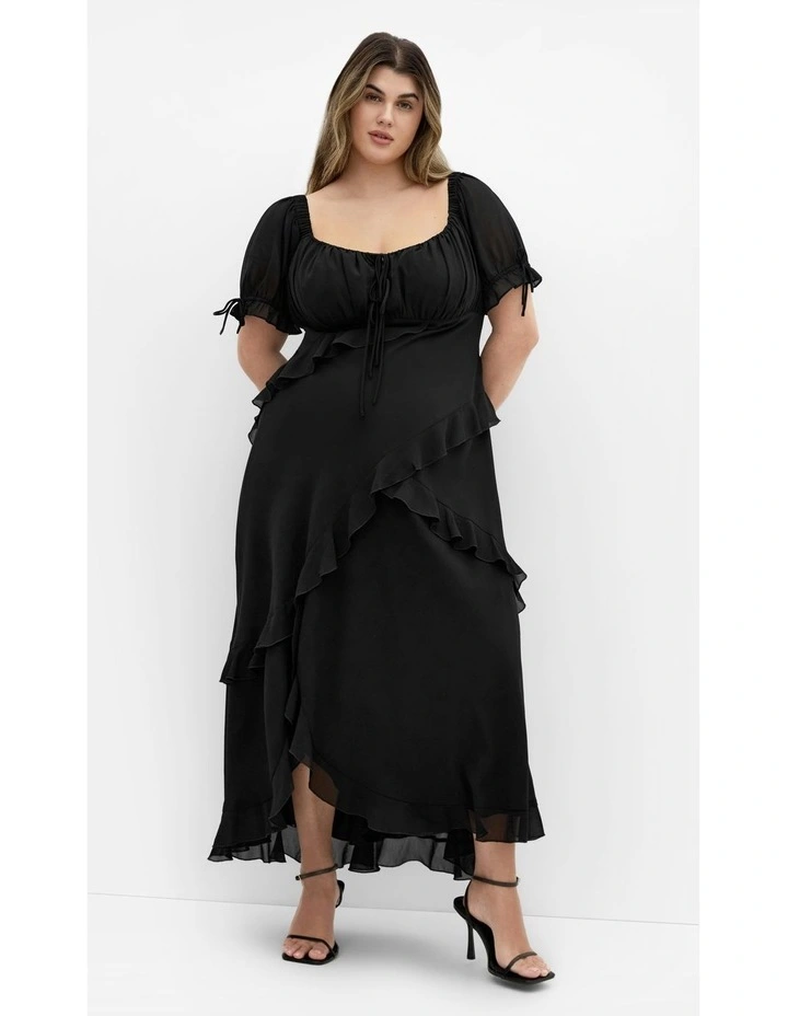 Shayla Ruffle Maxi Dress in Black image 7