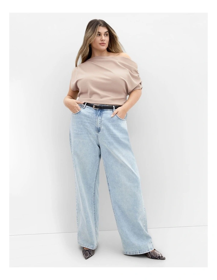Imani Off Shoulder Top in Beige image 1