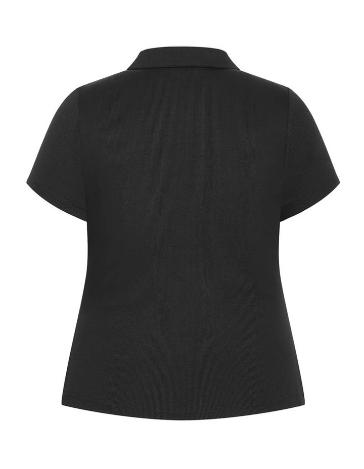 Polo Rib Tee in Black image 3