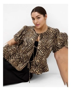 Daphne Print Top in Dark Chocolate