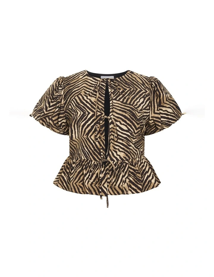 Daphne Print Top in Dark Chocolate image 4