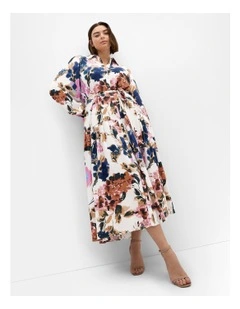 Ezra Print Maxi Dress in Ivory