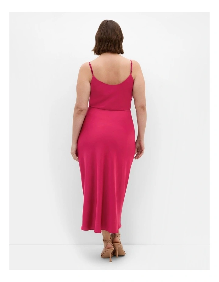 Mali Cowl Neck Slip Dress in Raspberry image 2