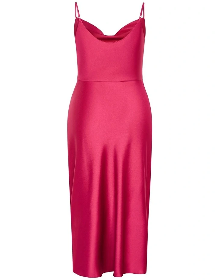 Mali Cowl Neck Slip Dress in Raspberry image 4