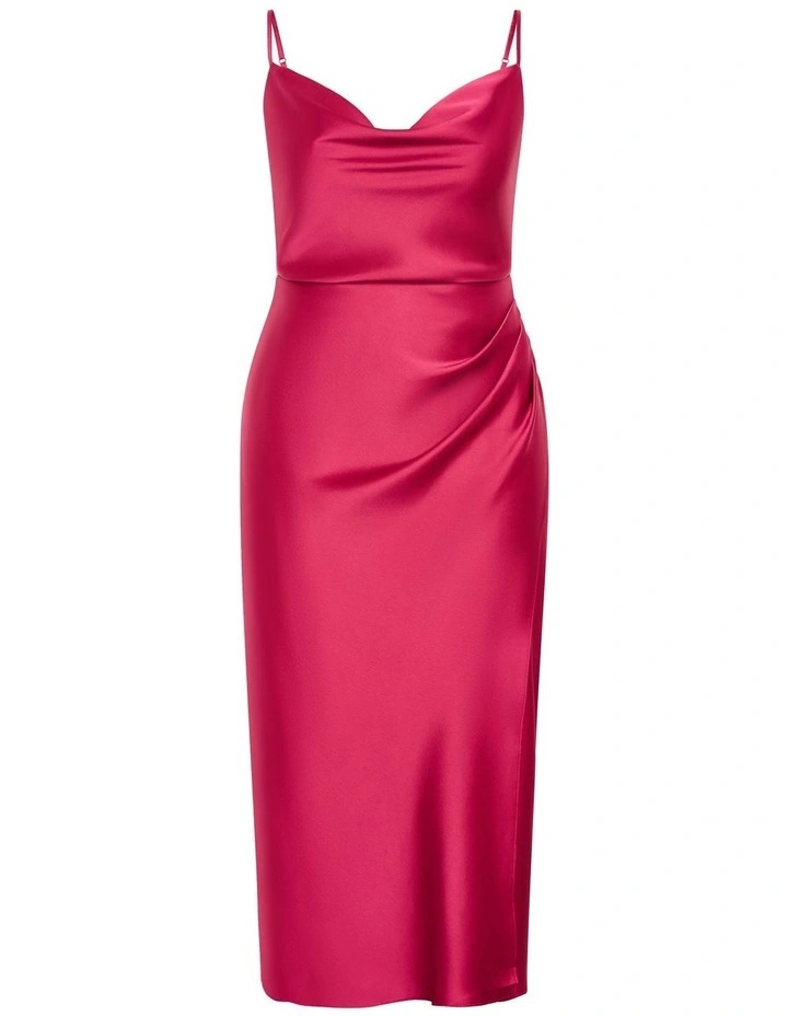 Mali Cowl Neck Slip Dress in Raspberry image 5