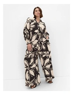 Bella Long Sleeve Print Shirt in Black
