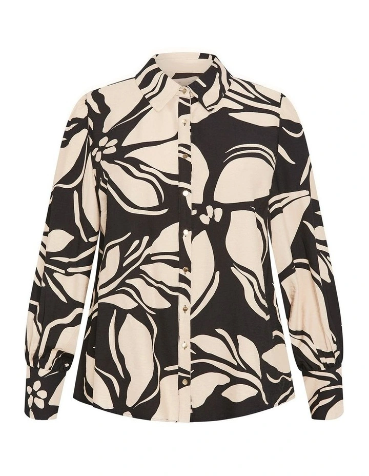 Bella Long Sleeve Print Shirt in Black image 3