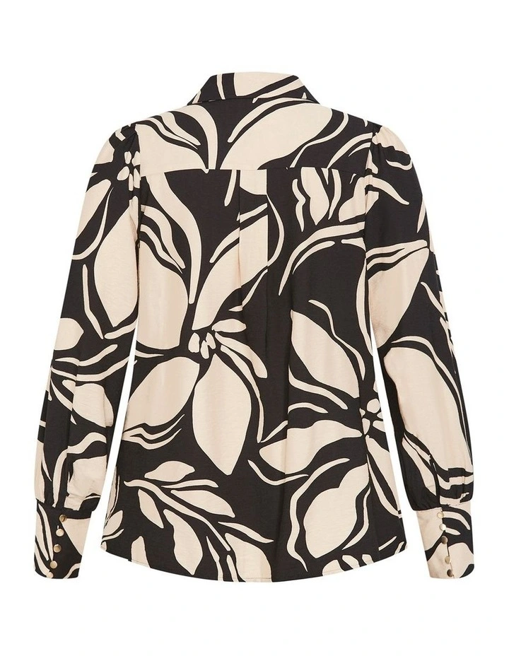 Bella Long Sleeve Print Shirt in Black image 4