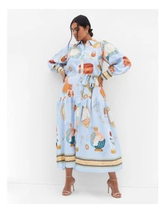 Stella Beauty Print Maxi Dress in Blue