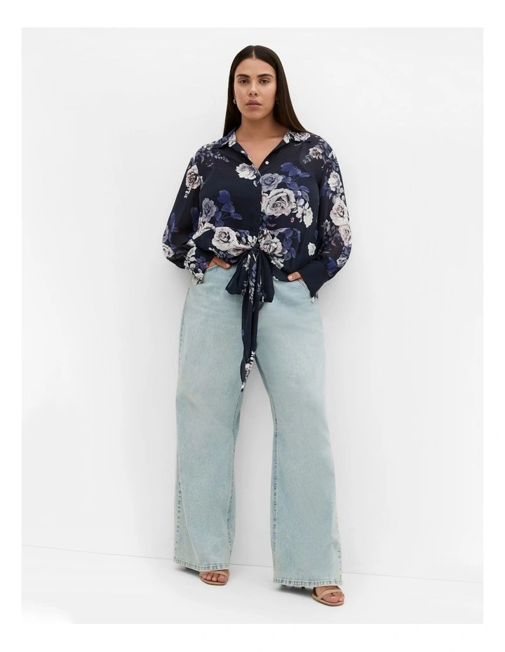 Janine Print Shirt in Navy image 1
