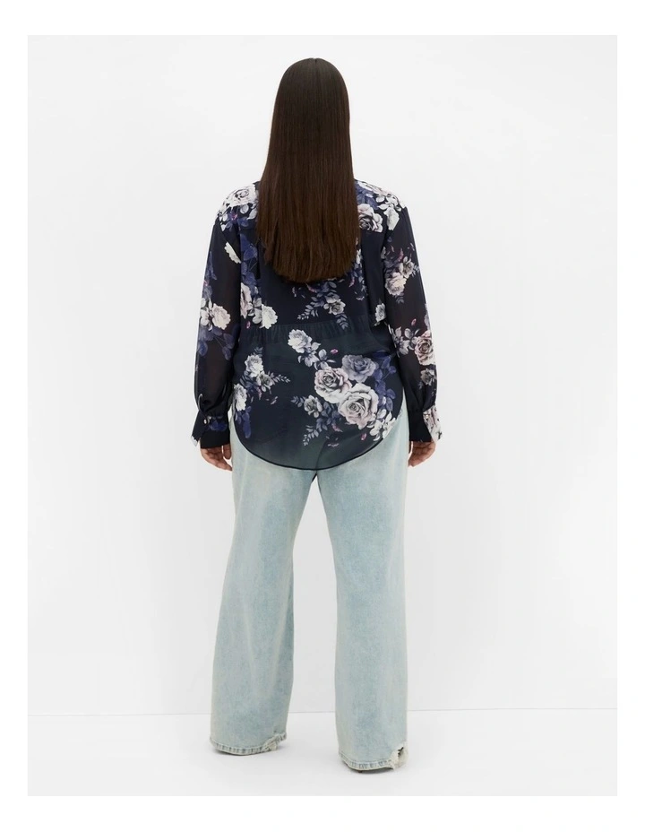 Janine Print Shirt in Navy image 2