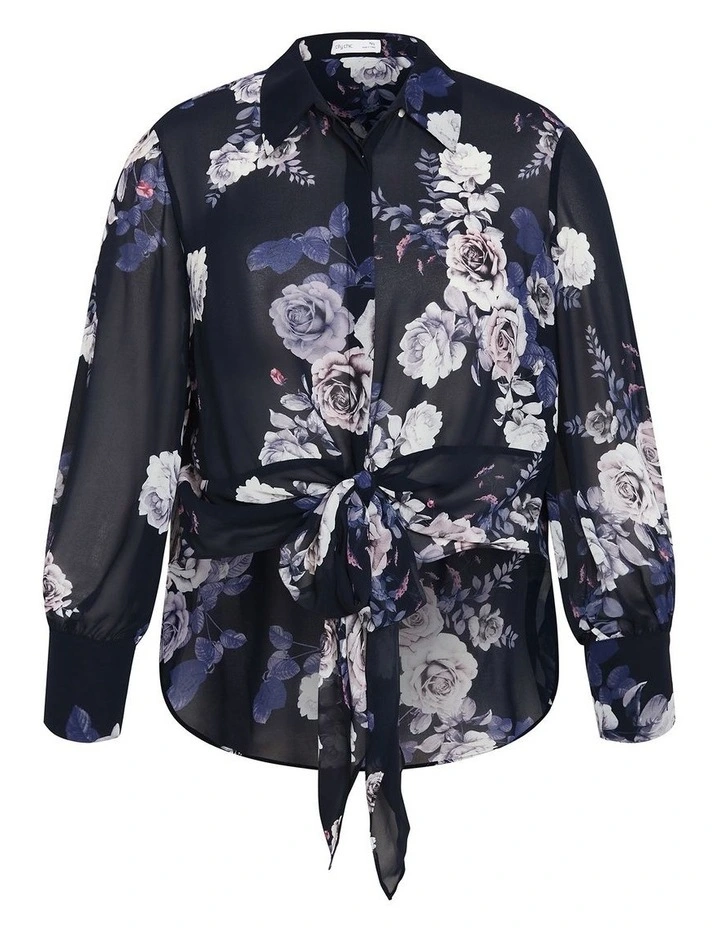 Janine Print Shirt in Navy image 3