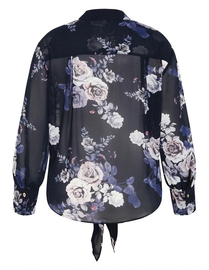 Janine Print Shirt in Navy image 4