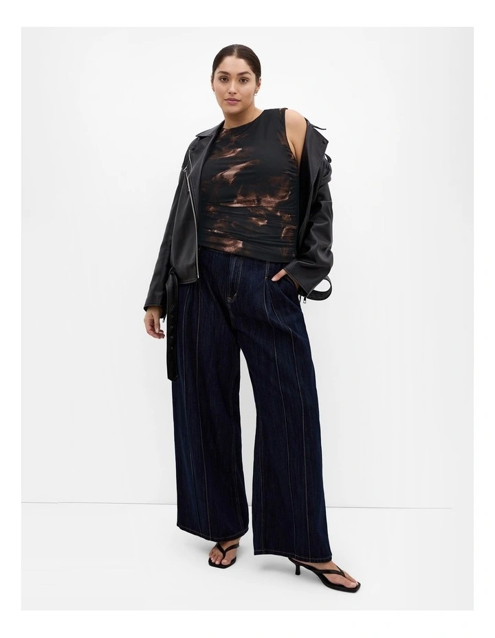 Lidia Ruched Print Top in Dark Chocolate image 3