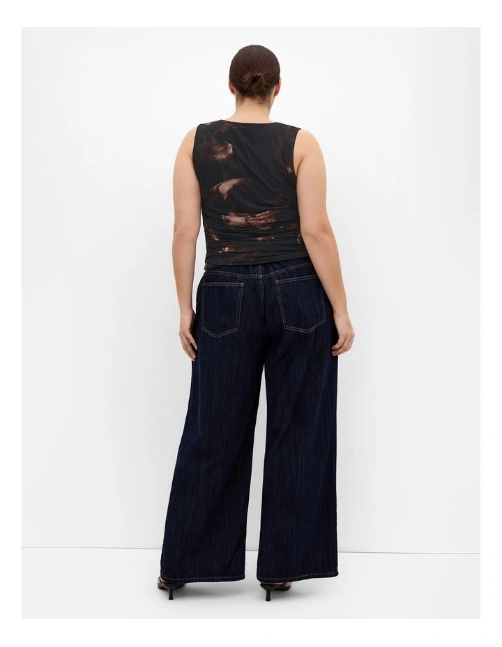 Lidia Ruched Print Top in Dark Chocolate image 4